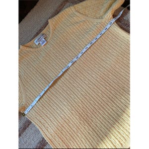 Vintage Pendleton Pale Yellow Cable Knit Short Sleeve Sweater Size Medium Petite image 6