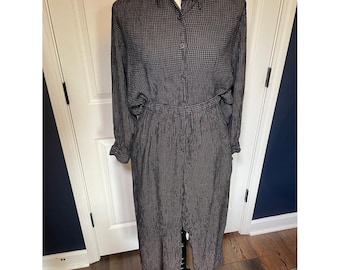 Completo vintage Jones NY a quadri bianchi e neri con bottoni e pantaloni con elastico in vita