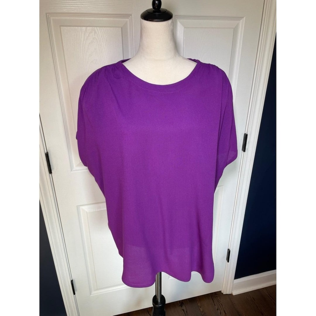 Vintage Sharon Anthony Short-sleeve Purple Blouse Crew Neck Size 18W - Etsy