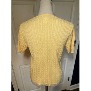 Vintage Pendleton Pale Yellow Cable Knit Short Sleeve Sweater Size Medium Petite image 4