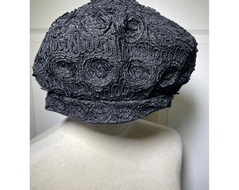 Vintage Bullock's Los Angeles Pasadena Mid-century Black Cocktail Hat 1950s
