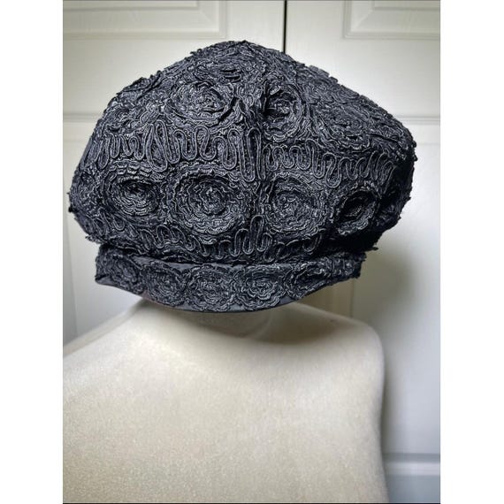 Vintage Bullock's Los Angeles Pasadena Mid-century Black Cocktail Hat 1950s