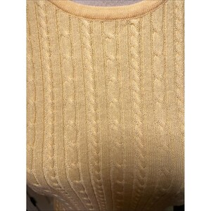 Vintage Pendleton Pale Yellow Cable Knit Short Sleeve Sweater Size Medium Petite image 2