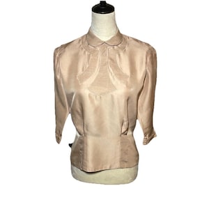 Vintage Ilene-blus Originators NY sidenblus med knappar baktill från 1940-talet (?)