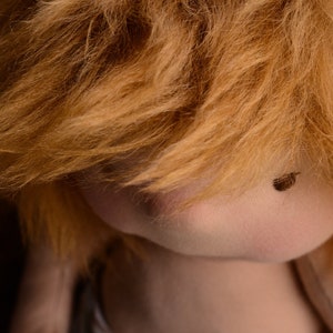 Waldorf Doll Hair - Natural Mohair Fabric - Long Ginger Red