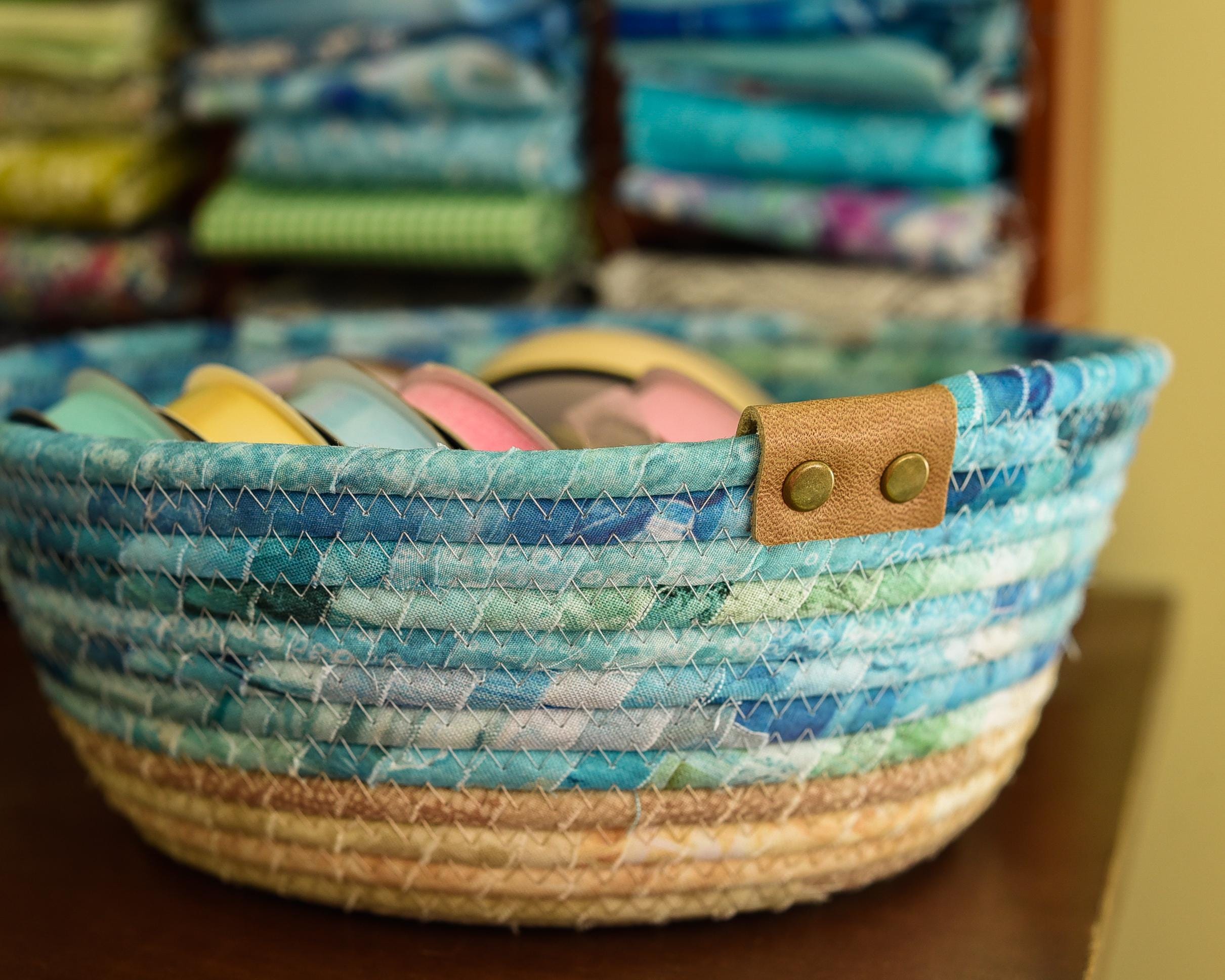Rustic Rope Baskets Decorative Storage Basket Rustic Fabric Wrapped Rope Bowl Beach House ...