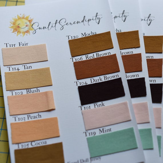 Doll Skin Fabric Samples De Witte Engel Doll Jersey Sample Card Cotton Doll Skin Jersey Samples Doll Making Supplies