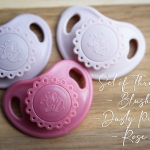 Magnetic Pacifier for Reborn Doll Pacifier Honeybug Precious Vintage Doll Pacifier Blush Pink Rose Set