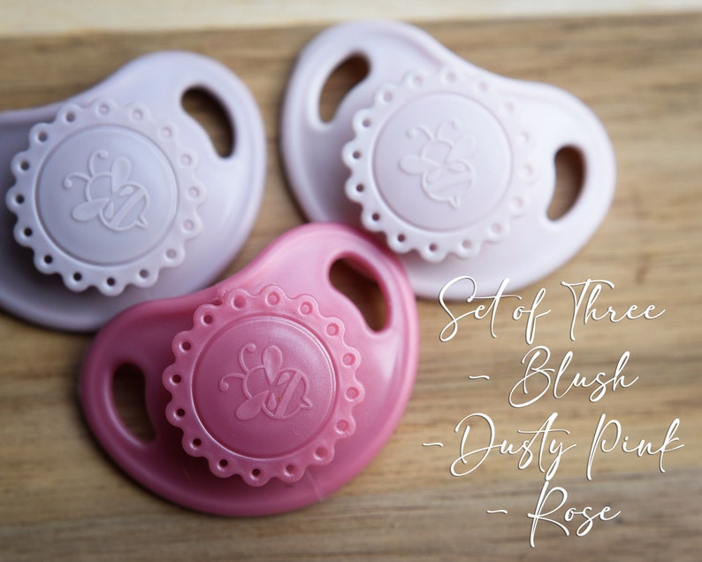 Magnetic Pacifier for Reborn Doll Pacifier Honeybug Precious Vintage Doll Pacifier Blush Pink Rose Set