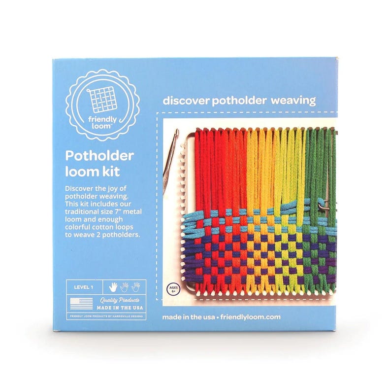 Traditional sized Friendly Loom™ potholder loom. Child craft kit.