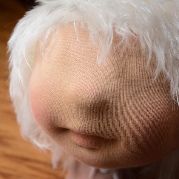 White Doll Hair, Mohair Fabric, Preemie Norah Hair - White