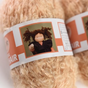 Blonde boucle mohair doll hair yarn.