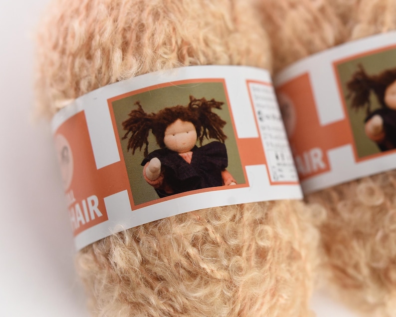 Blonde boucle mohair doll hair yarn.