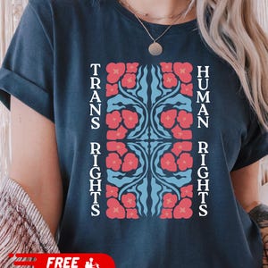 Retro Comfort T-shirt, Protect Trans Folks Shirt, Colorful Matisse Sweatshirt, Inspired Floral Transgender Gift, Gender Queer Pride Tee,