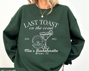 Sudadera "Último brindis en la costa" Sudaderas playeras para despedidas de soltera Sudaderas costeras para despedidas de soltera Suéter costero