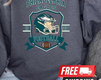 Philadelphia Football Sweatshirt, Philadelphia Football Vintage Style Crewneck, Football Sunday Sweatshirt, Philadelphia Fan Gifts Dark Logo