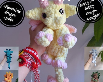 Amity the Bitty Dragon Snuggler Crochet Pattern +Elemental Dragon Mods