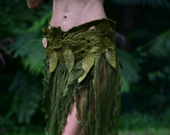 Nuno Felted Tree Roots Skirt/Shawl-Pixie Belt-Woodland Costume-Nymph Skirt-Tree Out Fit-Fairy Leaf Silk Belt-Tu Tu-Skirt-Festival Wear OOAK