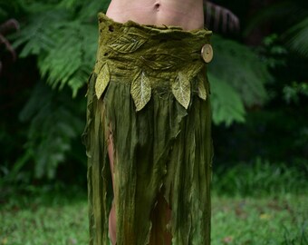 Nuno Felted Tree Roots Skirt/Shawl-Pixie Belt-Woodland Costume-Nymph Skirt-Tree Out Fit-Fairy Leaf Silk Belt-Tu Tu-Skirt-Festival Wear OOAK