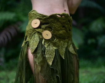 Nuno Felted Tree Roots Skirt/Shawl-Pixie Belt-Woodland Costume-Nymph Skirt-Tree Out Fit-Fairy Leaf Silk Belt-Tu Tu-Skirt-Festival Wear OOAK