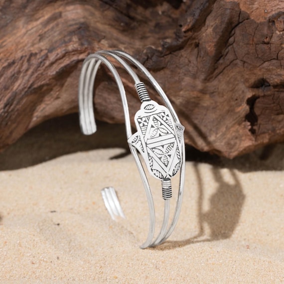 Bracelet En Argent Tibétain Fait Main - Style Berbère Charme Bronze - Neuf Sans Emballage