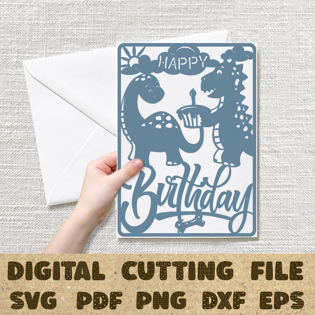 Dinosaur Pop up Box Birthday Card Template 3D Papercut SVG Card Cut ...