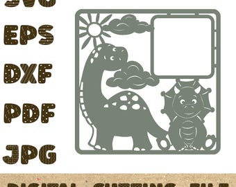 Dinosaur birthday card cut file paper Cut dino animals 3D Papercut SVG Card Cut File Cricut Silhouette DIY