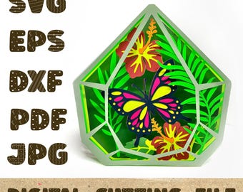 Butterfly Terrarium Card Pop Up Card SVG 3D Papercut SVG Card Cut File Cricut Silhouette DIY
