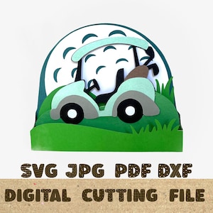 Golf Cart Card Cutting File 3D Golfing Birthday Card SVG  gift Dad family holiday File  Cricut Silhouette DIY