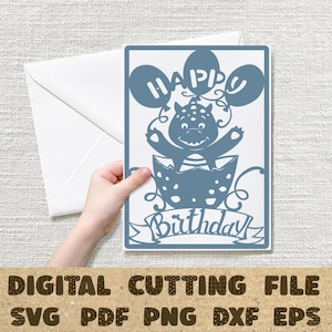 Dinosaurier Tiere SVG Papierausschnitt Vorlagen Postkarte schneiden auf einem Plotter und einem Laser.