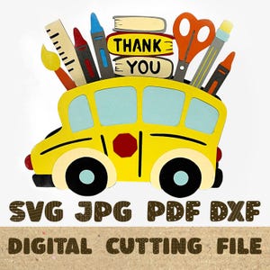 School Bus Card, Teacher Gift, Teacher Appreciation SVG, 3D Pop Up Card SVG Cut File, Cricut Silhouette DIY