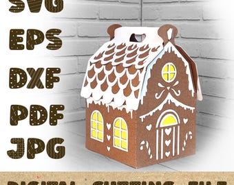 Gingerbread House Christmas Gift Boxes, Paper Gift Boxes SVG, Christmas Treat Boxes, Kraft Gift Boxes, Christmas Wrapping