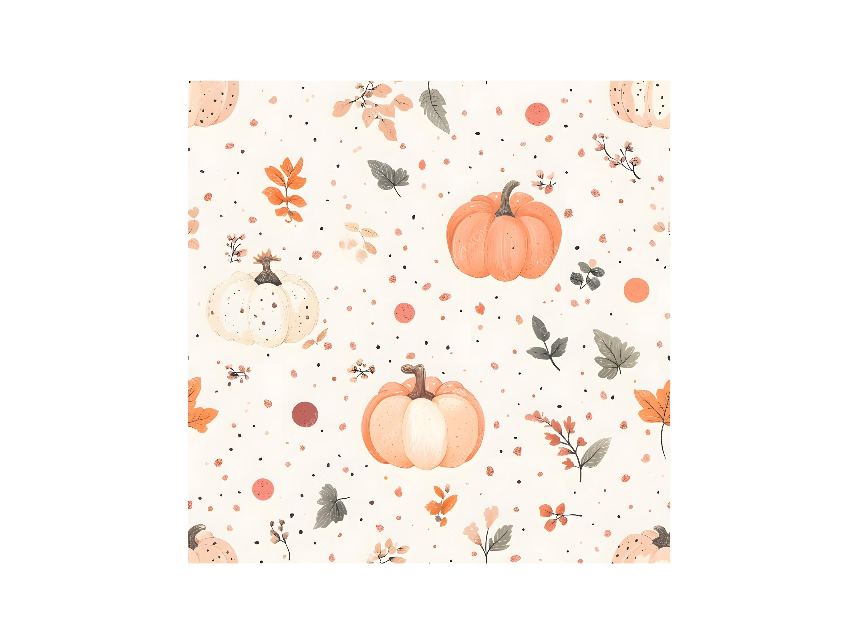 Cute Pastel Autumn Printable Paper Pack - Fall Leaves, Pumpkins ...