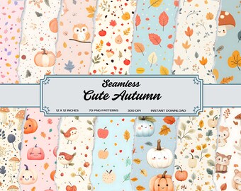Cute Pastel Autumn Printable Paper Pack - Fall Leaves, Pumpkins ...