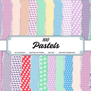 Vibrant Pastel Digital Paper bundle. 100 Patterns for Scrapbooking, Spring Backgrounds, Craft Projects, Easter Digital Paper, Commercial use