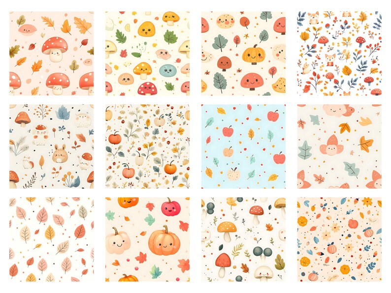 Cute Pastel Autumn Printable Paper Pack - Fall Leaves, Pumpkins ...