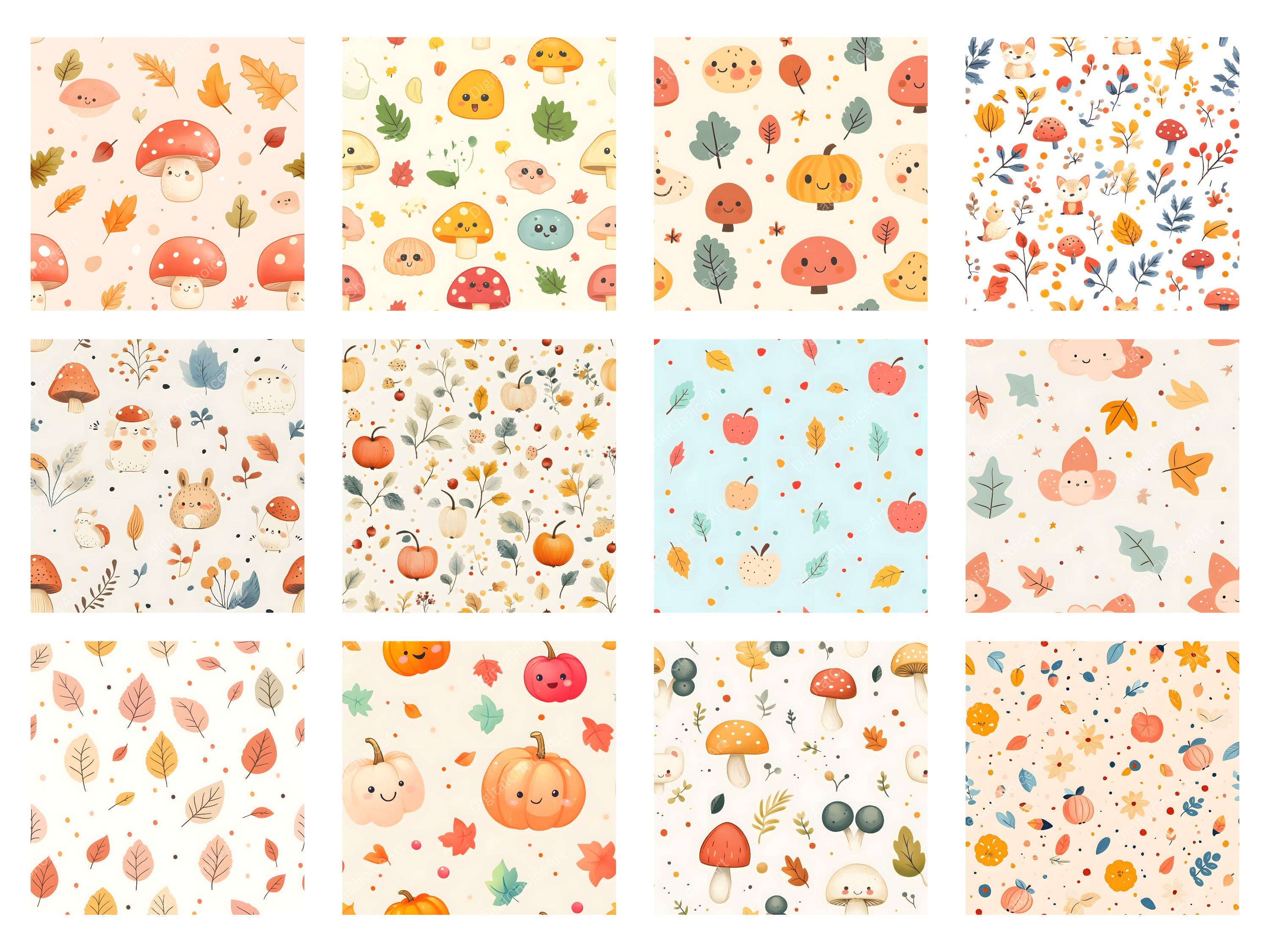 Cute Pastel Autumn Printable Paper Pack - Fall Leaves, Pumpkins ...
