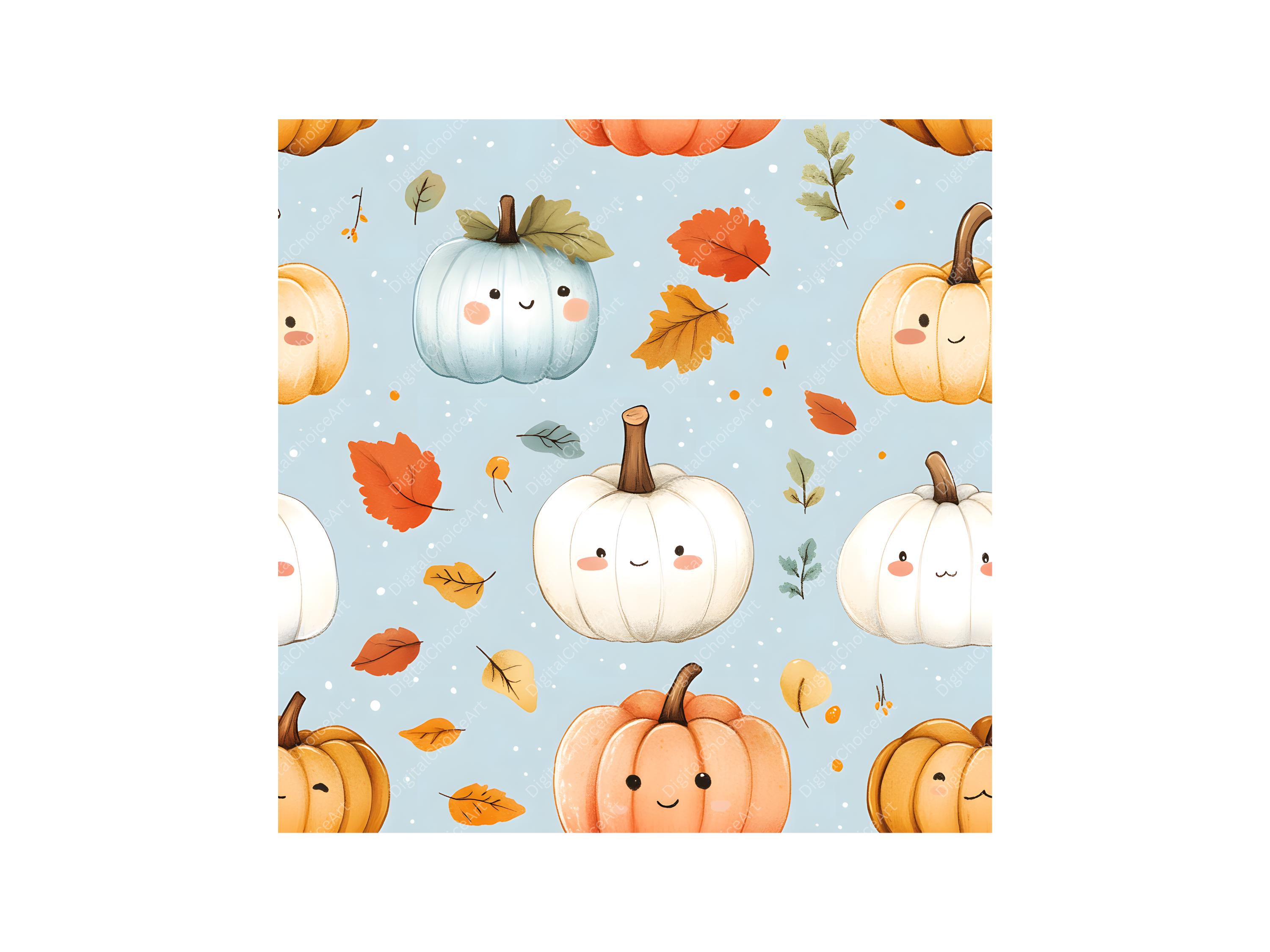 Cute Pastel Autumn Printable Paper Pack - Fall Leaves, Pumpkins ...