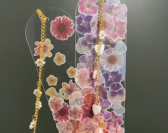 Handcrafted Acrylic Bookmark with Gold Chain Tassel & Charms