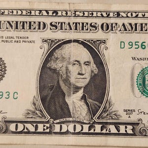 2017 A Series Dollar Bill Fancy Serial Number Over Inked Number 6 - 95600393