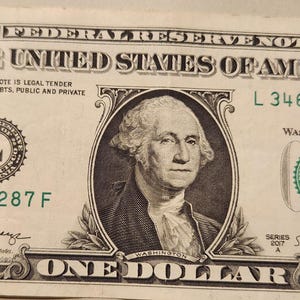 2017A Series Fancy Serial Number One Dollar Bill 34652287 Broken Ladder