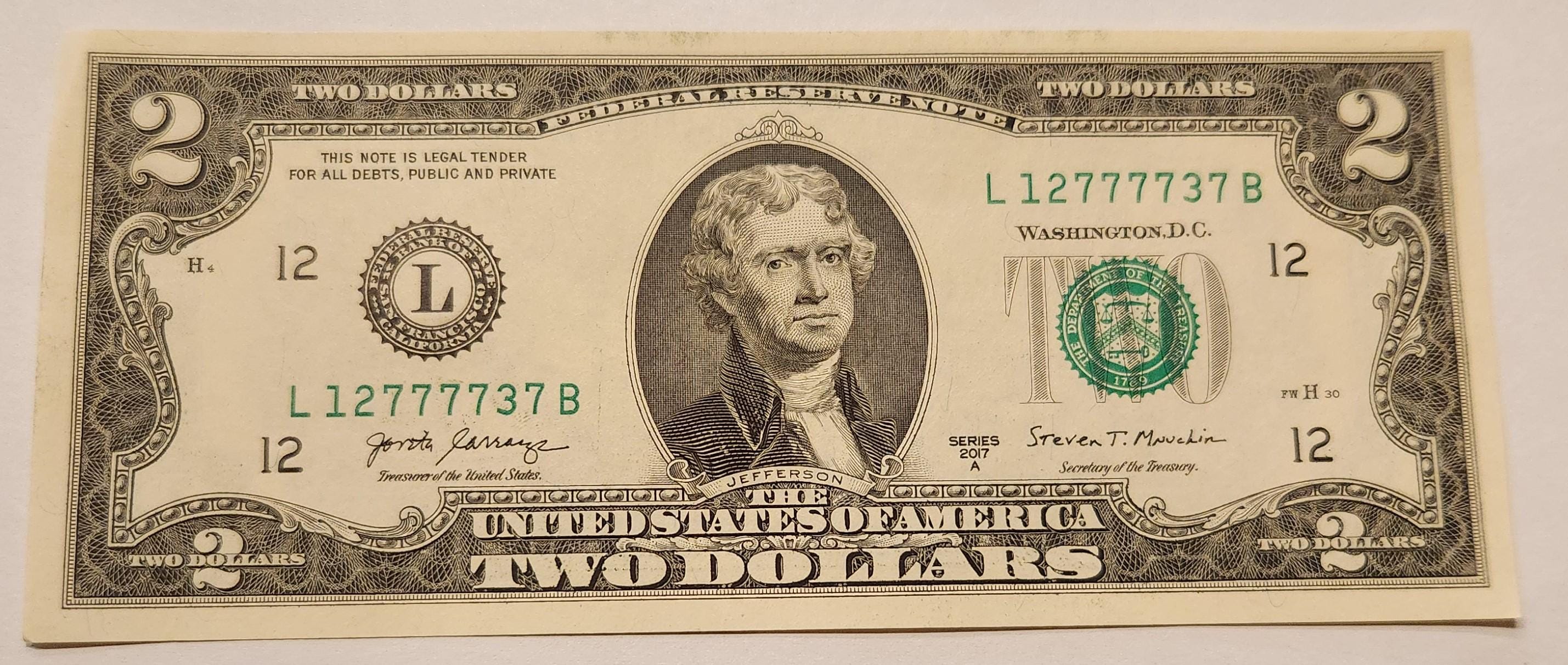 2017 A Series 2 Dollar Bill 5-7's - 12777737 - Etsy