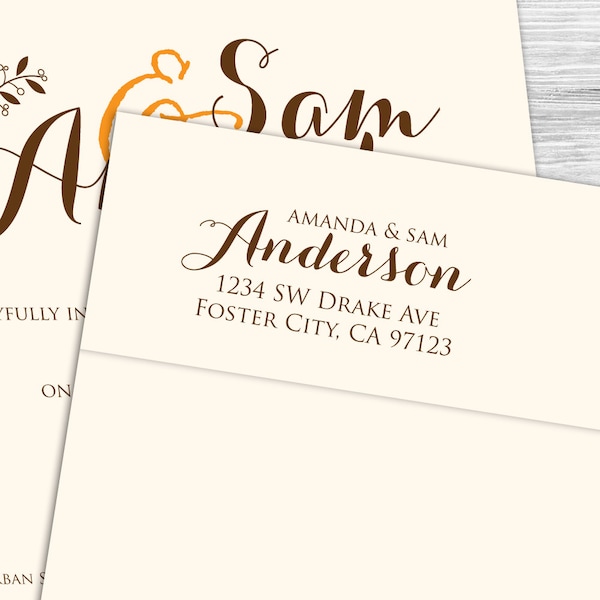 Custom formal calligraphy return address stamp--104TS or 104SI