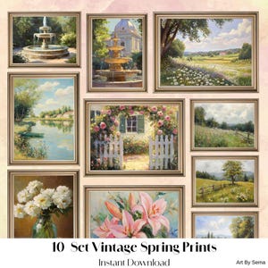 Spring Vintage Gallery Wallart Set, Spring Artful Wall Art, Spring Printable Wall Art Bundle, Spring Wall Art, Artful Floral Spring Artwork