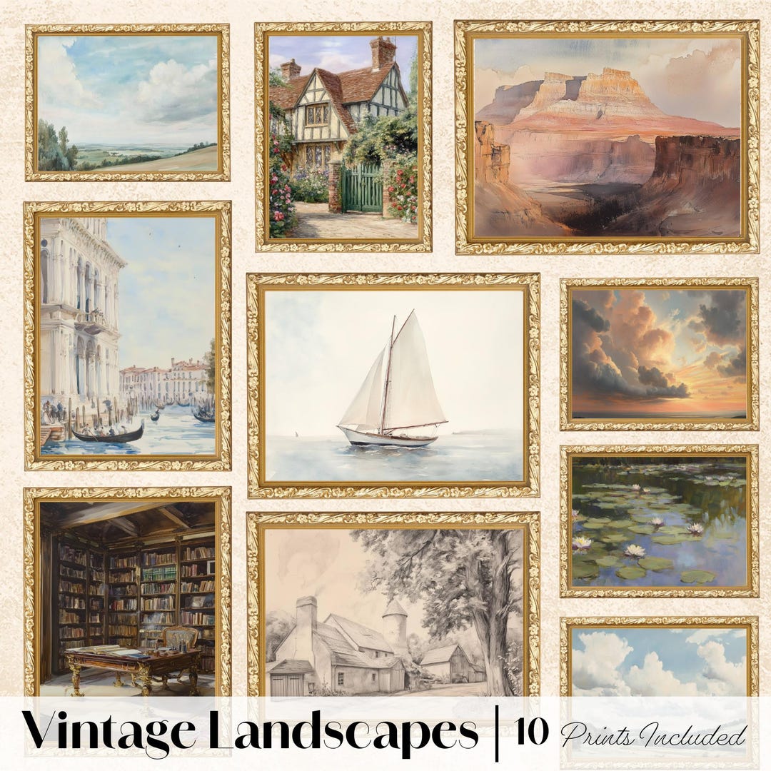 Vintage Gallery Wall Art Set: Eclectic Neutral Prints (digital Download ...
