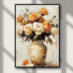 Vintage Peony Art, Artful Wall Art Rose, Farmhouse Wall Decor, Vintage Rose Print, Floral Painting Wall Art Printable, Flower Vase Painting