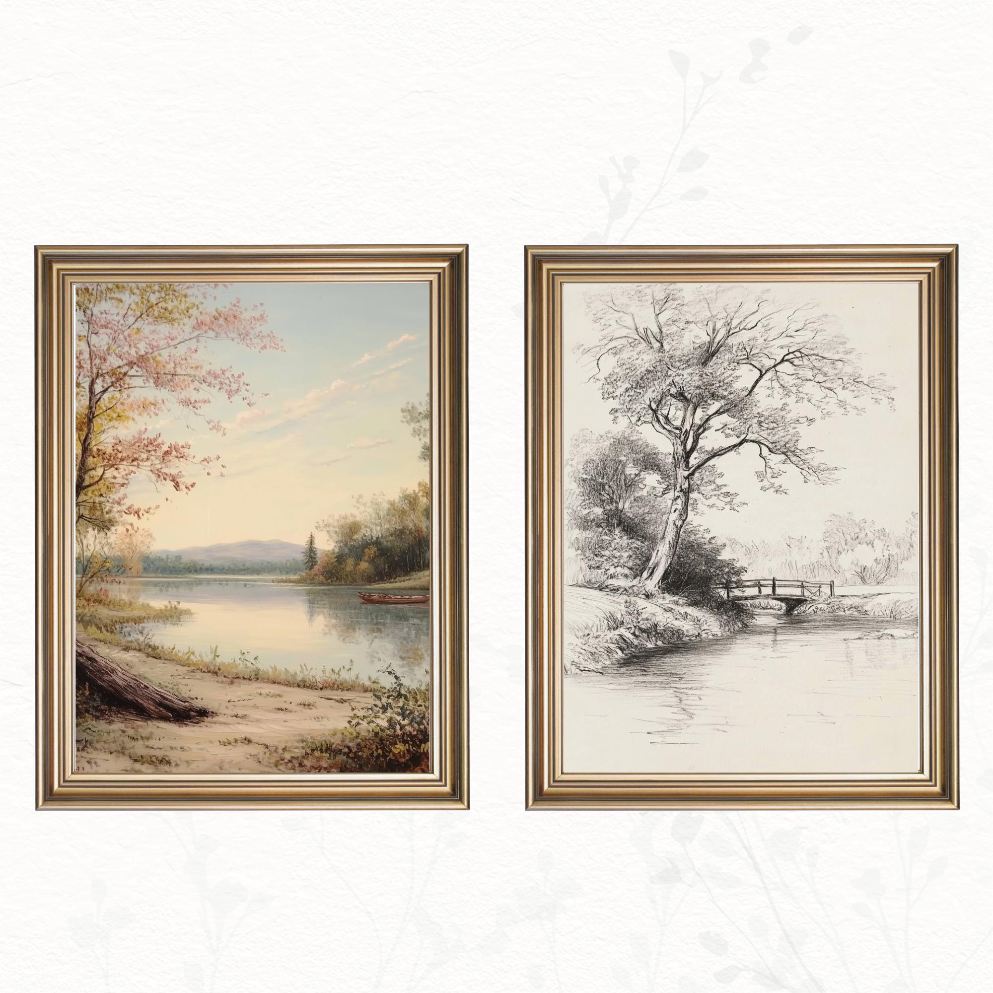 French Country Gallery Wall Art Set: Vintage Landscape Prints (digital ...