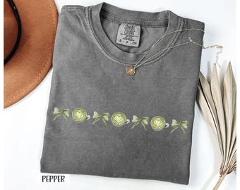 Matcha latte coquette bow comfort colors matcha tee, matcha lover gift matcha aesthetic oversized tshirt matcha green tea shirt gift for her