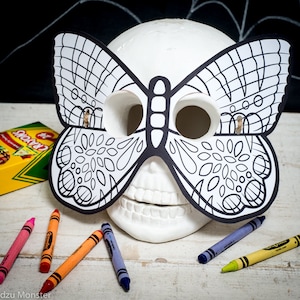 Halloween Printable butterfly coloring mask for kids butterfly color activity mask insect mask fun girl halloween craft DIY print at home