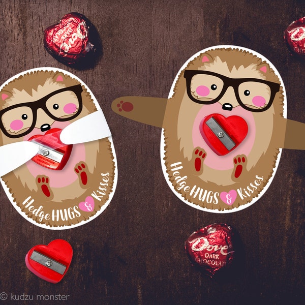 Joli porte-bonbons hérisson pour la classe Saint-Valentin, chien mignon, bonbons individuels, Saint-Valentin, porte-chocolat pour la Saint-Valentin avec lunettes